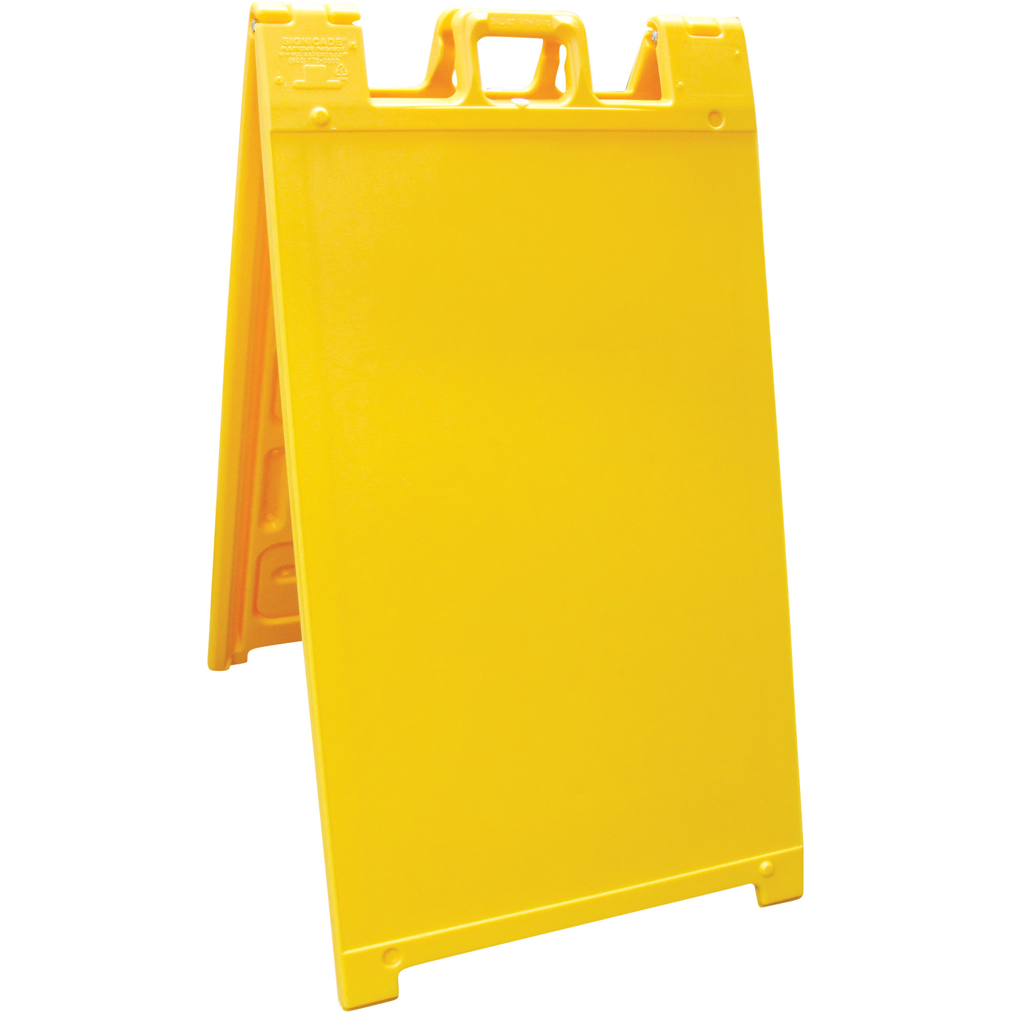 Plasticade Signicade Heavy-Duty Plastic A-Frame Sign Stand, Yellow, 45in.H x 25in.W x 3in.D, Model# 130-Y